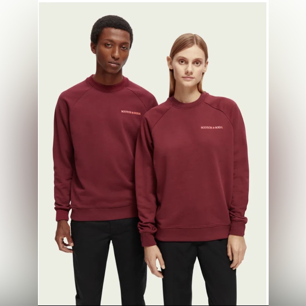 Scotch & Soda Unisex Maroon Crewneck Sweater